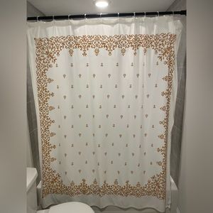 Anthropologie Gold & White Shower Curtain